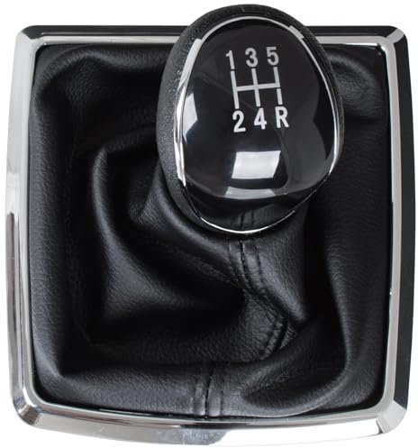 M MODECAR - Kompatibel mit Ford Focus Mk2 04-11 Schalthebelknauf SCHWARZ + Schaltsack mit CHROM-Rahmen 5 GÄNGE für 4M51A7H269AA,