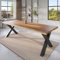 trelevo Esszimmertisch 300x100 cm, Mangoholz massiv, Tischplatte Natur/rau, echte Baumkante, X-Gestell schwarz, Baumkantentisch