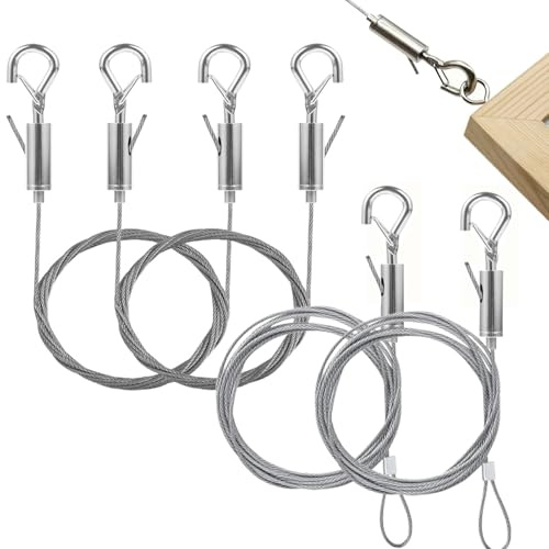 ukfisy Picture Hanging Kit with Hooks and Loop,Pack of 4,2M | Picture Hanging Wires,Mirror Hanging kit Heavy Duty