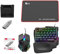Gaming Keyboard and Mouse - Wired Mechanical USB Converter Keyboard and Mouse Set - Half Hand Game Adapter, Portable Ergonomic Converter Set with RGB LED Backlight for Tablet