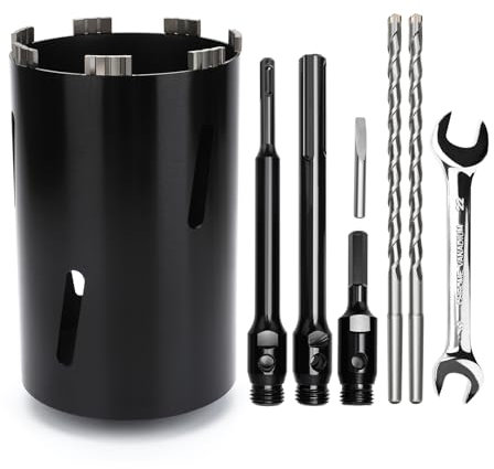 Bohrkrone 152mm,Nutzlänge 200 mm mit Sds Plus Schaft 220mm,Sds max 220mm,SechskantSchaft 110mm, Zentrierbohrer 10x240mm,für Mauerwerk
