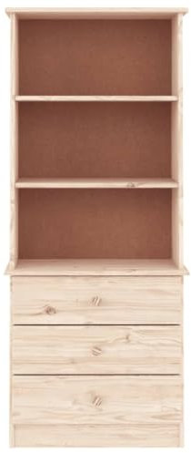 HEFZGDB Bücherregal mit Schubladen ALTA 60x35x142 cm Massivholz Kiefer Allzweckschrank Aktenschrank Regale Apothekerschrank Küche für Bibliothek Arbeitszimmer Büro Schlafzimmer