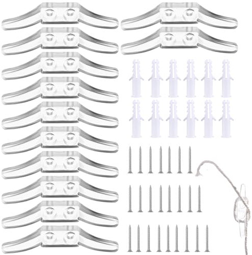 12 Pcs Rope Cord Cleat Hooks Clear Cord Cleat for Child Safety BlindCord Holder for Blinds Plastic Blind Accessories Hooks Window Blinds String Holder with Screws for Window Curtains Sun Shades Ropes