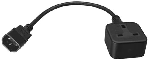 Strhowill 0.3m/0.98ft UK Power Adaptor Cord,IEC320 C14 Male Plug to UK 3Pin Female Socket Power Adapter Cable For PDU UPS (0.98FT)