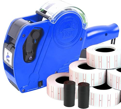 DSL MX5500 Price Gun Labeller Kit with Label & Ink Rollers | Includes 10 Rolls of 22x12mm Labels and 2 Spare Ink Rollers