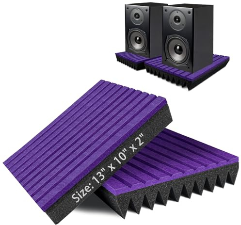 TroyStudio Speaker Isolation Pads, 2 Pack Subwoofer Wedge for 6.5-8 Studio Monitor Pair, Thick Acoustic Foam Felt Riser Mat, Bass Speaker Feet Improve Sound Clarity for Desktop, Home Theater