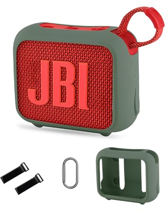 Case for JBL Go 4 Bluetooth Speaker,daunke Soft Silicone Protective Cover,Full Protection,With fixed straps,Green