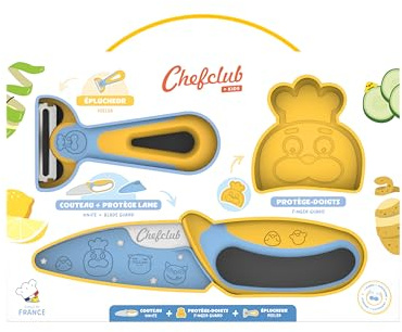 Chefclub Kids - Cuchillos para niños - Pelador de verduras - Hoja de acero inoxidable con punta redondeada - Utensilios cocina niños - Cuchillos aprendizaje - A partir de 4 años