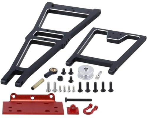 Durlo Cabrestante RC de aluminio con doble soporte para rescate, kit de grúa de remolque para camión con servo de 360° y 35 kg para 1/10 SCX10 TRX4 RC Crawler