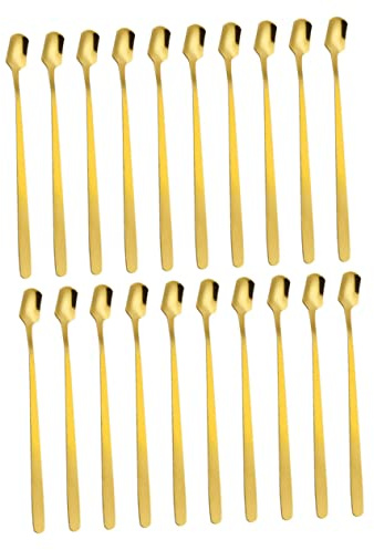 POPETPOP 20 pezzi da e Tè in Acciaio Inossidabile con Lungo Cucchiai da Mescola Quadrati per Gelato Cocktail e Dessert Facili da e Sicuri