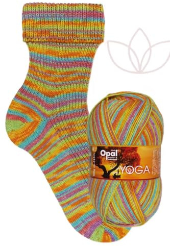 Opal Yoga 4-fach Sockenwolle, 75% Schurwolle Superwash, 25% Polyamid, 100g Knäuel, 425m Lauflänge, für Socken und Accessoires (11666 Körperspannung)