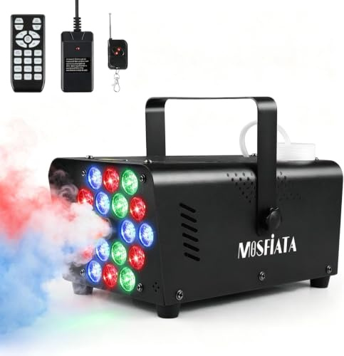 MOSFiATA Nebelmaschine 600W Rauchmaschine mit 18 RGB LEDs und Fernbedienung für Party, Disco, Halloween, Hochzeiten