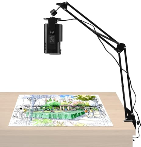 CISSIYOG Proiettore da disegno portatile, connettività Wi-Fi | proiettori da schizzi intelligenti da desktop con telecomando e supporto per disegnare, strumento di schizzo, disegno