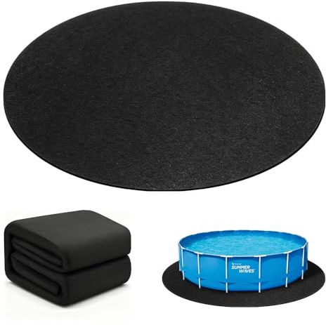 SGZIOO Redonda Tapiz Suelo Piscina, Suelo Piscina 366cm, Protector Suelo Piscina, Protección del Suelo y Absorción de Agua, Base para Piscina Previene Perforaciones, Resistente a Desgarros