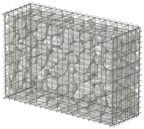 Relaxdays Gabion brise-vue jardin panier en pierre fil 4 mm argenté