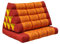 Kapok Thai-Kissen, Yoga-Kissen, Massage-Kissen, Kopfkissen, Tantra-Kissen, Sitzkissen, Falt-Matratze, Boden-Liege-Matte - rot/orange Muster (Dreieck mit 1 Auflage 52x35x45 (81001))