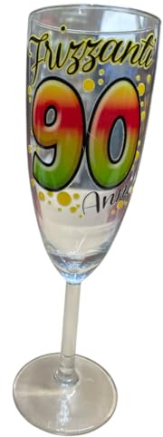 Dor BICCHIERE 90 ANNI Flute vetro Gadget idea regalo festa 90° Compleanno