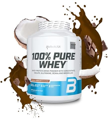 BioTechUSA 100% Pure Whey | Proteína en Polvo con BCAA y Glutamina | Sin Gluten, Sin Aceite de Palma, 2.27 kg, Chocolate-Coco