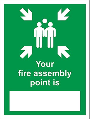 Your Fire Assembly point is emergency evacuation Safety sign - 1.2mm Rigid plastic 200mm x 150mm