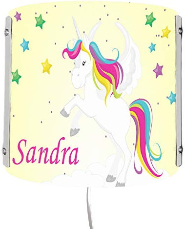 CreaDesign WA-1034-03, Einhorn gelb, Kinderzimmer Wandlampe personalisiert mit Namen, Nachtlicht/Schlummerlicht für Steckdose, E14, 22 x 22,5 x 8,5 cm