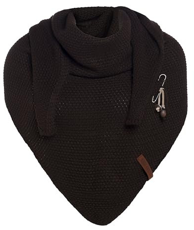 KNIT FACTORY - Dreiecksschal Coco - Damen Strickschal mit Wolle - Umschlagtuch für den Herbst und Winter - Winterschal - Dreieckstuch - Hochwertige Qualität - XXL Schal - 190 x 85 cm - Dunkelbraun