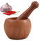 UPTALY Juego de mortero y mortero de madera natural de sapele (pequeño, 9.5cm), cuenco de madera resistente, triturador de especias de cocina, tazón de guacamole y morteros, mortero de estilo japonés