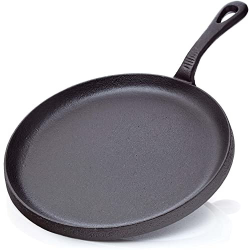 BBQ Nerd© Poêle à crêpes en fonte Ø 26 cm pour crêpes oeufs frits Poêle anti-adhésive avec excellente conduction de la chaleur