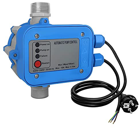 UISEBRT Pumpensteuerung mit Kabel Druckwächter Druckschalter 10 Bar Elektronische Pumpensteuerung konstanten Wasserdruck Pumpenschalter für Hauswasserwerk Gartenbewässerung, Type A