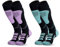 visionreast 2 Paar Skisocken Herren & Damen Merino Wollsocken Atmungsaktive Skistrümpfe Kompressionsstrümpfe Kniehoch für Wintersport, Snowboard Thermosocken Grün/Violett XL