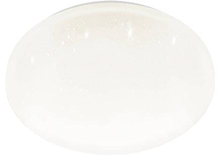 EGLO LED Deckenleuchte Frania-S, Badezimmer Aufbauleuchte mit Kristall-Effekt, Bad-Deckenlampe aus Metall und Kunststoff in Weiß, warmweiß, IP44, Ø 31 cm