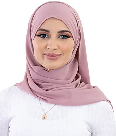 Hijab zum Binden aus luxuriösem Crêpe für muslimische Frauen, Blassrosa