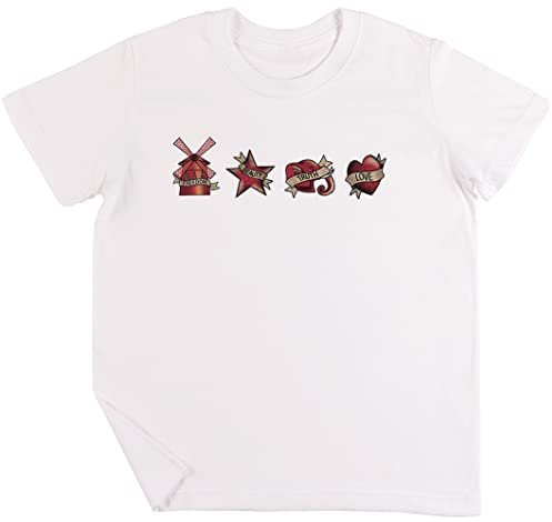 Freedom Beauty Truth Love Moulin Rouge Kinder Jungen Mädchen Unisex T-Shirt Weiß