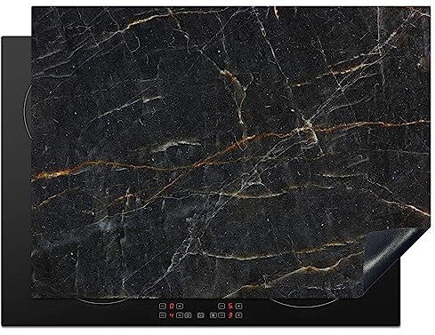 KitchenYeah© Copri Piano Cottura Induzione 70x52 cm Coprifornelli Fornello Proteggi Tutto per la Cucina Fornelli Marmo - Nero - Oro - Grigio - Struttura in marmo