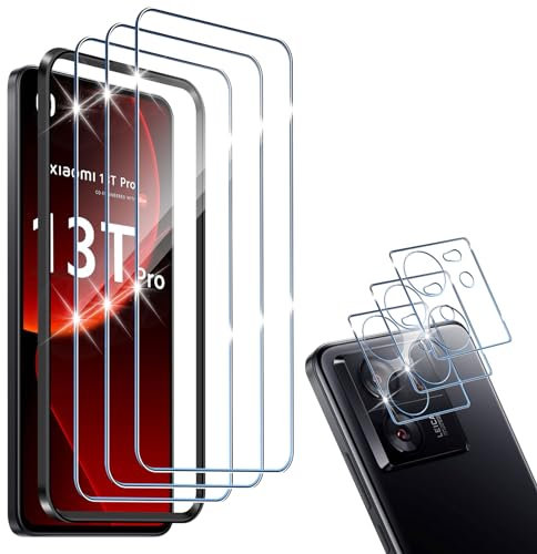 HidWee Protection Compatible avec Xiaomi 13T/ Xiaomi 13T Pro Verre Trempé avec Outil D'alignement Facile, 3 Protection Décran + 3 Caméra Protecteur, 9H Dureté Verre Protection + Caméra Protection
