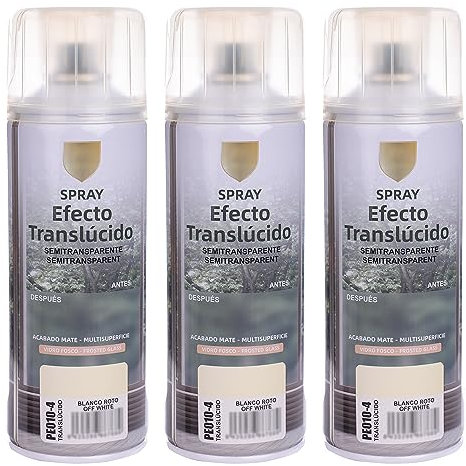H HANSEL HOME Pintura Spray Vidrio y Cristal Blanco Roto, Spray Esmerilado Cristal, Pintura para Pintar Vidrio, Efecto Translúcido Semitransparente - 400ml, Pack de 3
