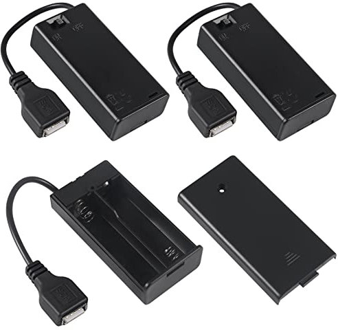 AOICRIE 3pcs 2 AA Battery Holder USB Switch 3V USB Female Socket 2x 1.5V AA Battery Case Box Holder On/Off Switch for RC Cars LED Light