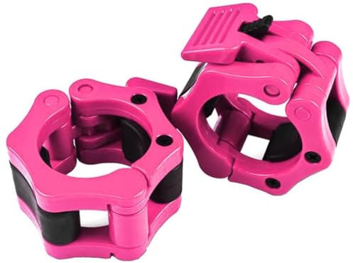Barbell Clamps Olympic Spinlock Collars Dumbbell Clips Weight Lifting Bar Lock Quick Release Professional Barbell Buckle 1 Pair for Gym Exercise Fitness Body Building 50 mm (Pink)