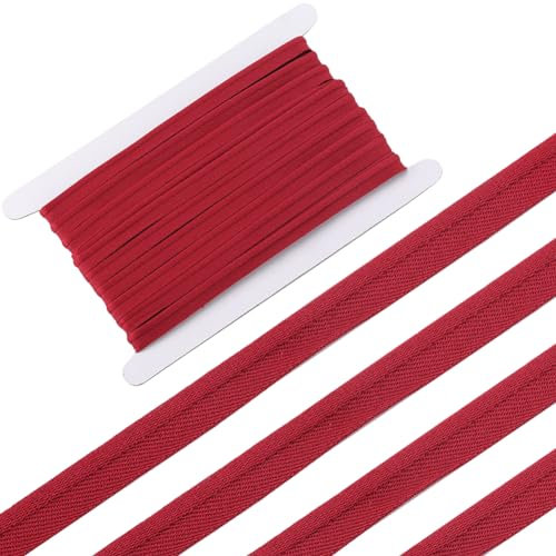 GORGECRAFT 10 Yards * 11mm Paspel-Schrägband Dunkelrot Paspelbesatz Kordel Polyesterbänder Zum Nähen Basteln Bindeband Säumen Nähen Paspeln Quilten Bekleidungszubehör Wickelkordelbesatz