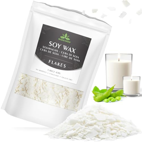 Sojawachs Flocken für Kerzen, Wachs Kerzenwachs 1.8KG/10KG/15KG, Kerzenwachs zum Gießen, 100% Natürliches Öko Sojawachs für Kerzen(1.8KG)