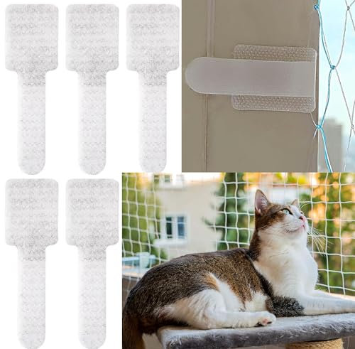 ehomiiii Set da 50 pezzi per ganci adesivi – Rete di protezione per gatti all'aperto per balconi senza foratura, facile da installare, universale per sicurezza balcone e finestre