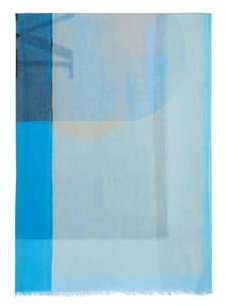 Marc O'Polo Damen Schal mit Allover-Print leicht, Mehrfarbig (Multi/Shiny Blue), One Size