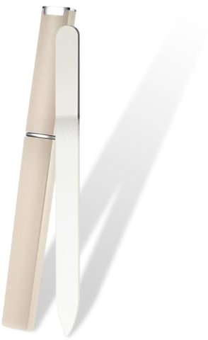 Crystal Nail Glass File, Strong Glass Nail File in Case, Double Sided Nail Files for Natural and Artificial Nails, Professional Salon Manicure Tools Kit for Women, Girls (White)