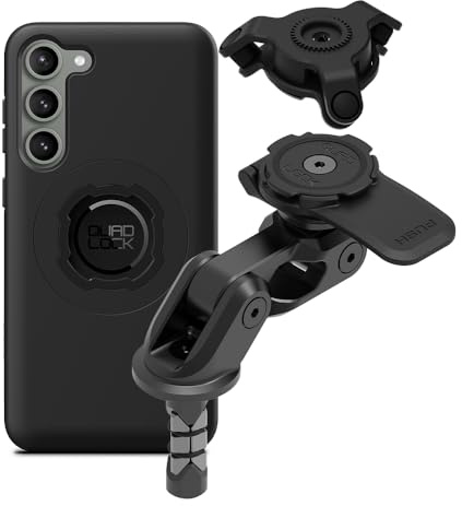 Quad Lock Motorcycle Fork Stem Phone Mount PRO Kit with Vibration Dampener and Galaxy S23+ MAG Case
