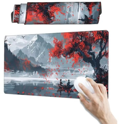 Tapis de Souris Chinois Tapis Souris XXL, 700 x 300 mm, Grand Tapis de Souris Gamer Imperméable et Antidérapante Tapis Bureau, Mouse Pad Lavable Tapis de Souris pour Maison, Bureau, Gamer, Arbre qw472