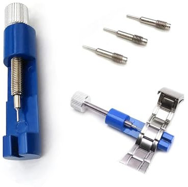 Watch Link Removal Tool|3 Extra Pins Included|Aluminum Alloy Spring Bar Remover|Portable Watch Strap Adjustment Kit|Easy-to-Use Watch Repair Tool, Blue(1 Piece)