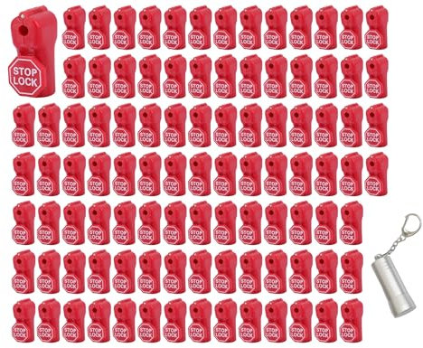 Young Wolf 100 cerraduras rojas de plástico antirrobo, 6 mm de diámetro (con llave de desbloqueo)