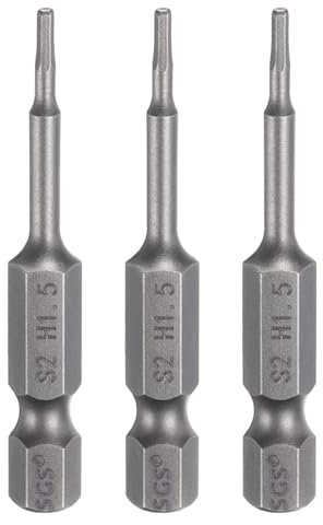 sourcing map 3pcs H1.5 Hex Head Drill Bit Wrench 1.5mm Metric Flat Tip 1/4 Hex Shank 50mm (2) Long Magnetic Hexagonal Screw Driver Socket Industrial Screwdriver Power Bits