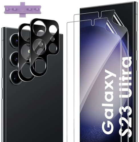 ELYCO【2 x Protector Pantalla + 2 x Protector de Lente Cámarapara Samsung Galaxy S23 Ultra - Sin Burbujas, Anti-Rayas, Anti-Huellas, HD Ultra Transparente Películas Hidrogel Protector de Pantalla