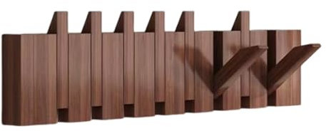 Akkordeon-Garderobe aus Holz, Wandmontage, mit Klavier-Design, 8 Haken, für Eingangsbereich, Schlafzimmer, Badezimmer, natürliches Walnussholz-Finish