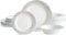 MATANA 60 Pcs White Plastic Tableware Set with Silver Border - 20 Dinner Plates, 20 Side Plates, 20 Bowls - Elegant & Reusable Dinnerware for Parties, Wedding, Birthday, Picnic